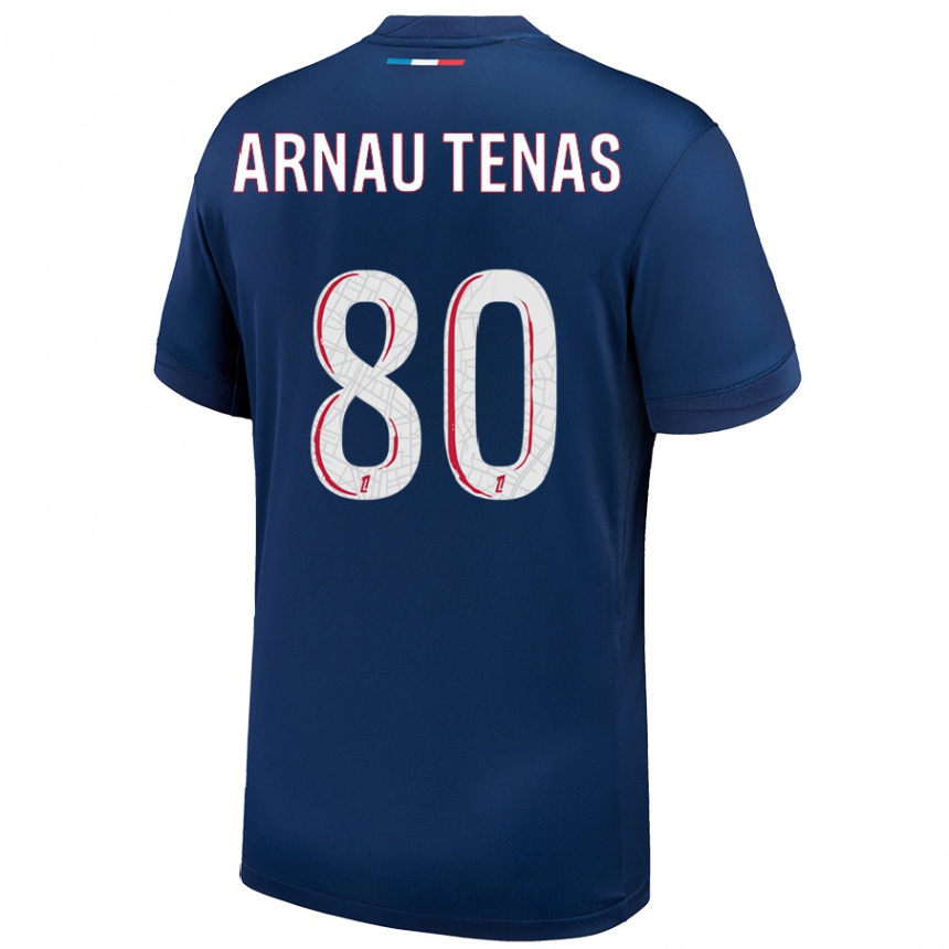 Kids Football Arnau Tenas #80 Navy Blue White Home Jersey 2024/25 T-Shirt