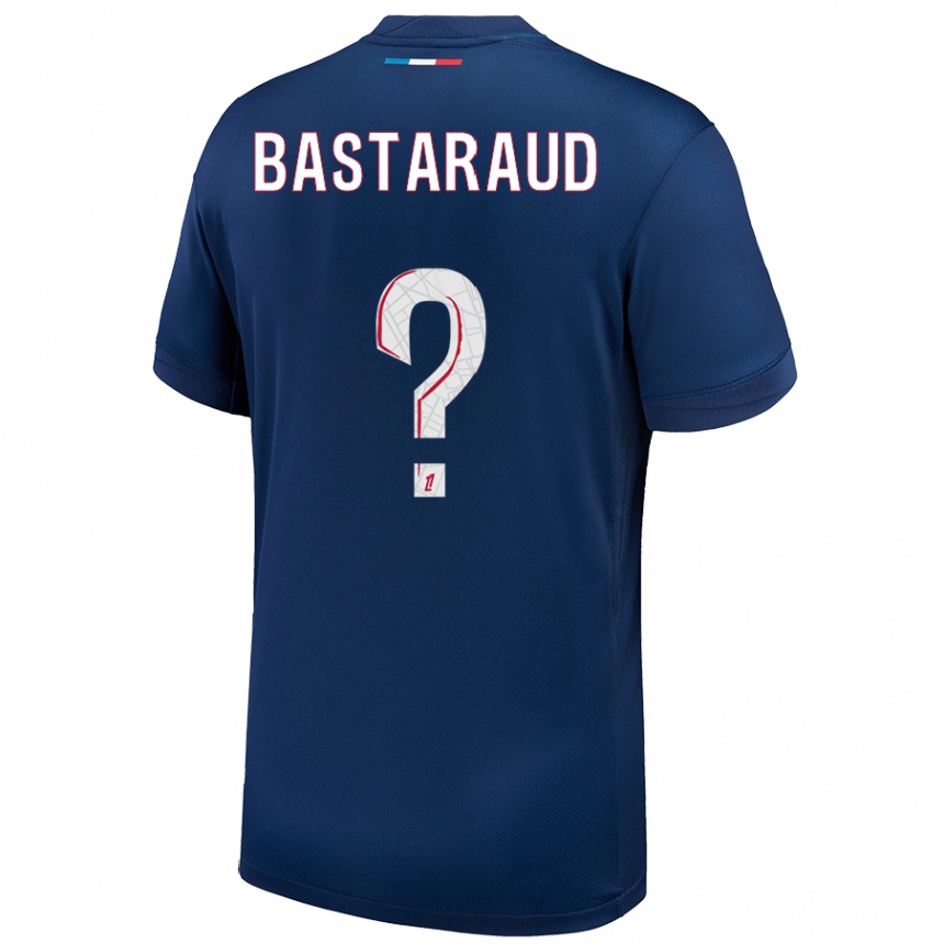 Kids Football Yanis Bastaraud #0 Navy Blue White Home Jersey 2024/25 T-Shirt