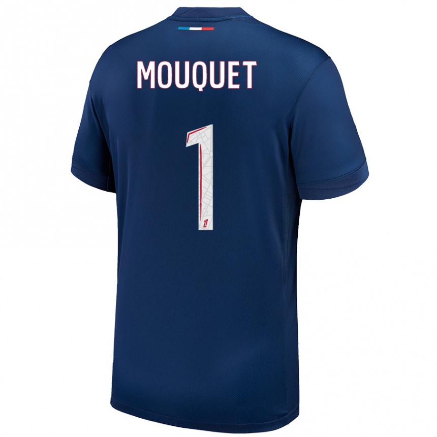 Kids Football Louis Mouquet #1 Navy Blue White Home Jersey 2024/25 T-Shirt