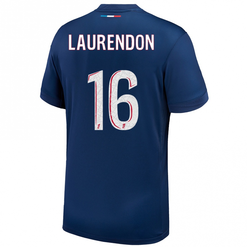 Kids Football Bilal Laurendon #16 Navy Blue White Home Jersey 2024/25 T-Shirt