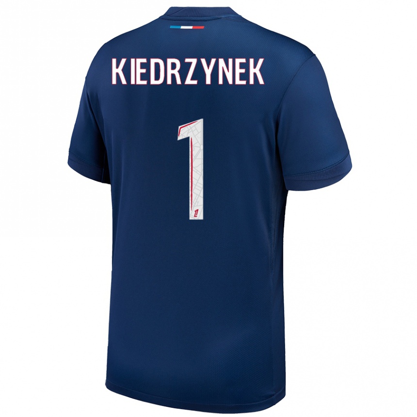 Kids Football Katarzyna Kiedrzynek #1 Navy Blue White Home Jersey 2024/25 T-Shirt