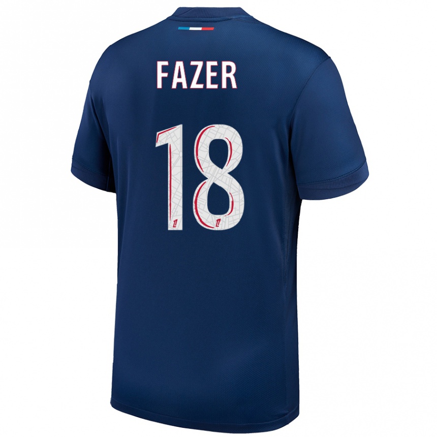 Kids Football Laurina Fazer #18 Navy Blue White Home Jersey 2024/25 T-Shirt