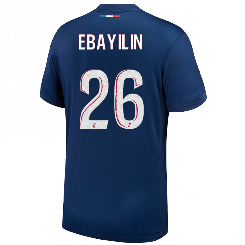 Kids Football Anaïs Ebayilin #26 Navy Blue White Home Jersey 2024/25 T-Shirt