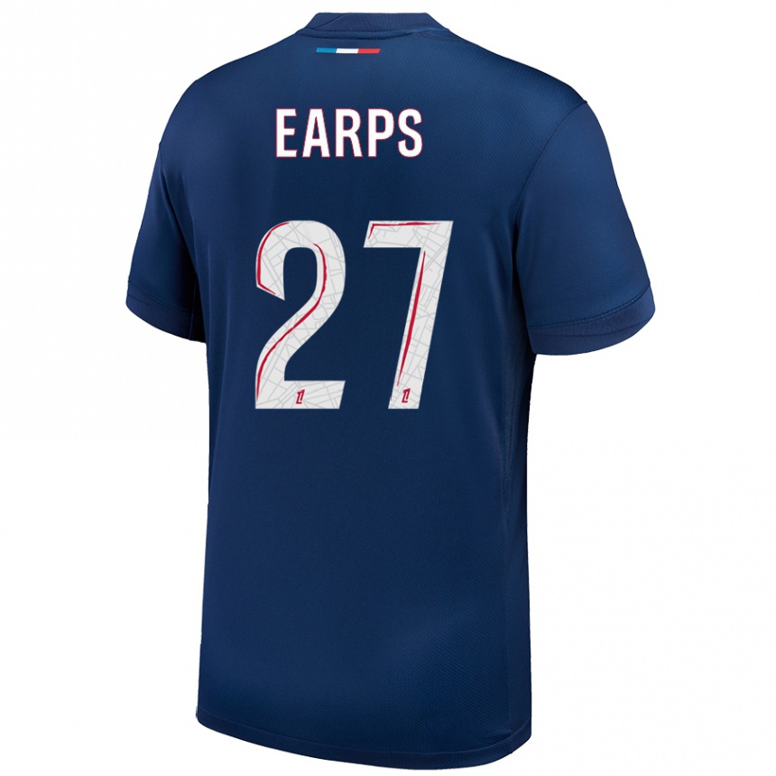 Kids Football Mary Earps #27 Navy Blue White Home Jersey 2024/25 T-Shirt