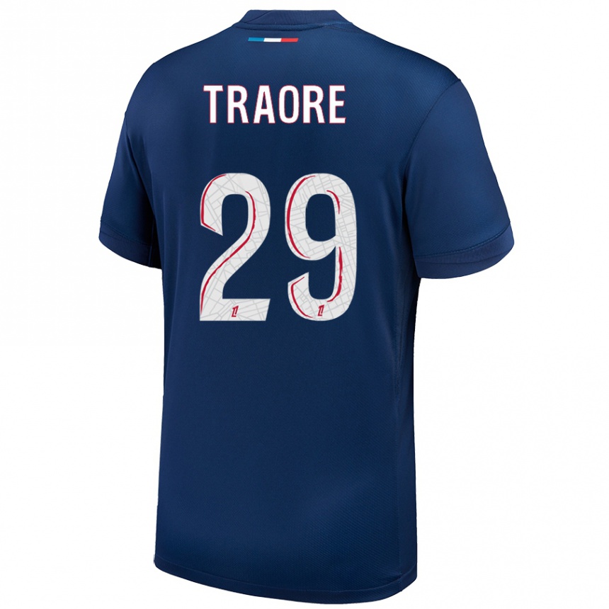 Kids Football Manssita Traoré #29 Navy Blue White Home Jersey 2024/25 T-Shirt