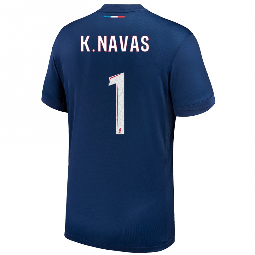 Kids Football Keylor Navas #1 Navy Blue White Home Jersey 2024/25 T-Shirt