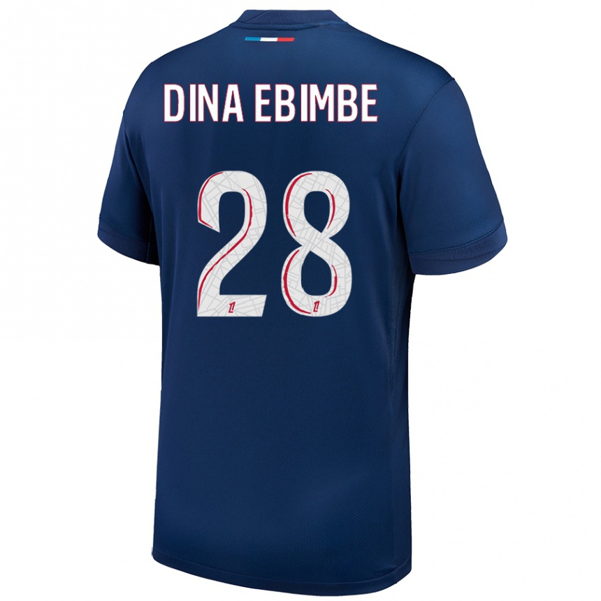 Kids Football Eric Junior Dina Ebimbe #28 Navy Blue White Home Jersey 2024/25 T-Shirt