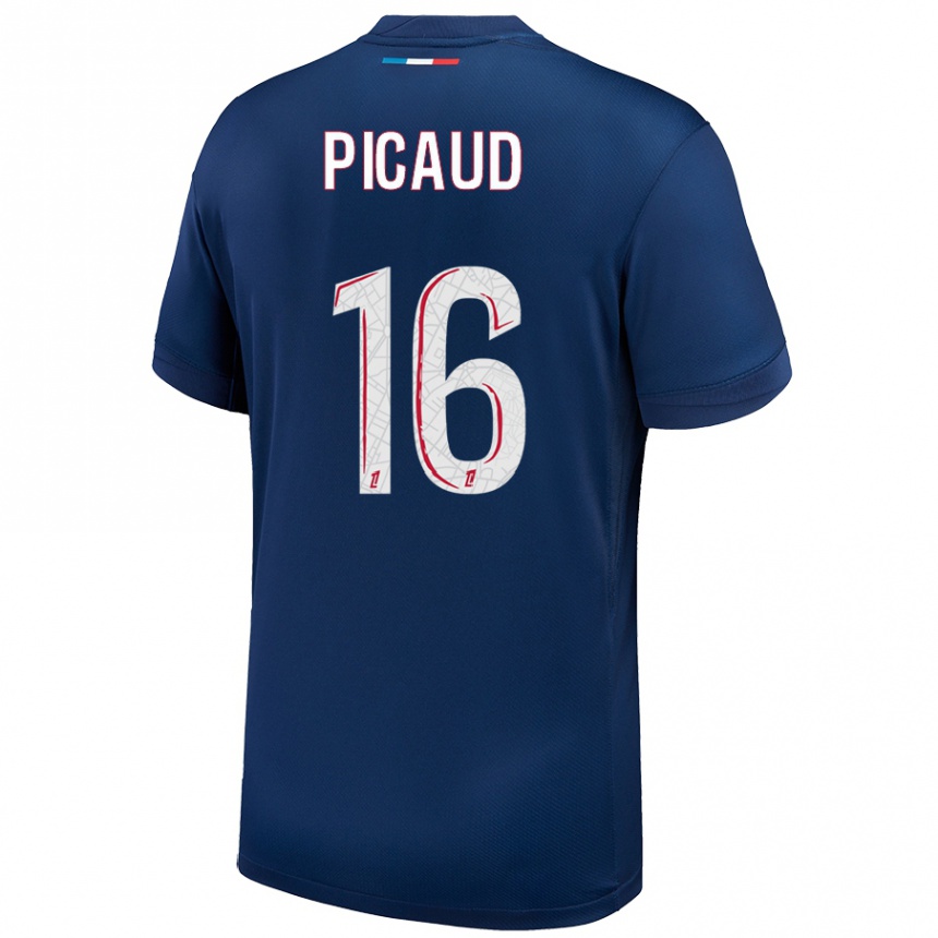 Kids Football Constance Picaud #16 Navy Blue White Home Jersey 2024/25 T-Shirt