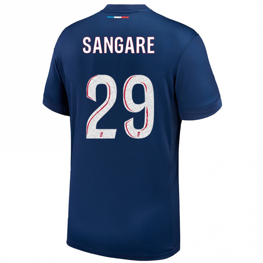 Kids Football Hawa Sangare #29 Navy Blue White Home Jersey 2024/25 T-Shirt