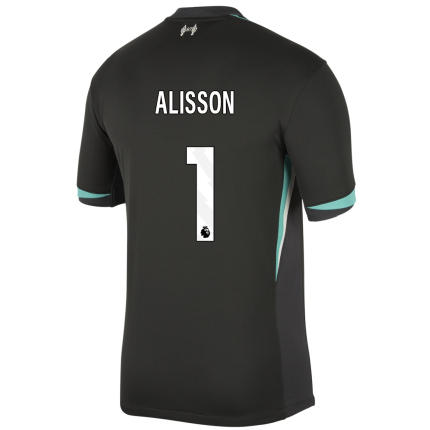 Kids Football Alisson #1 Black Anthracite White Away Jersey 2024/25 T-Shirt