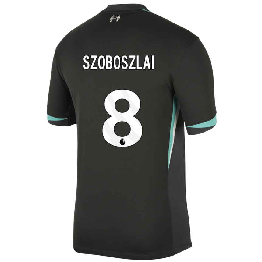 Kids Football Dominik Szoboszlai #8 Black Anthracite White Away Jersey 2024/25 T-Shirt