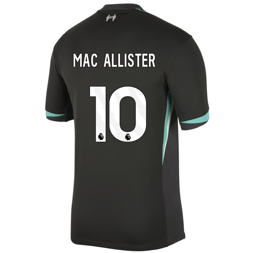 Kids Football Alexis Mac Allister #10 Black Anthracite White Away Jersey 2024/25 T-Shirt