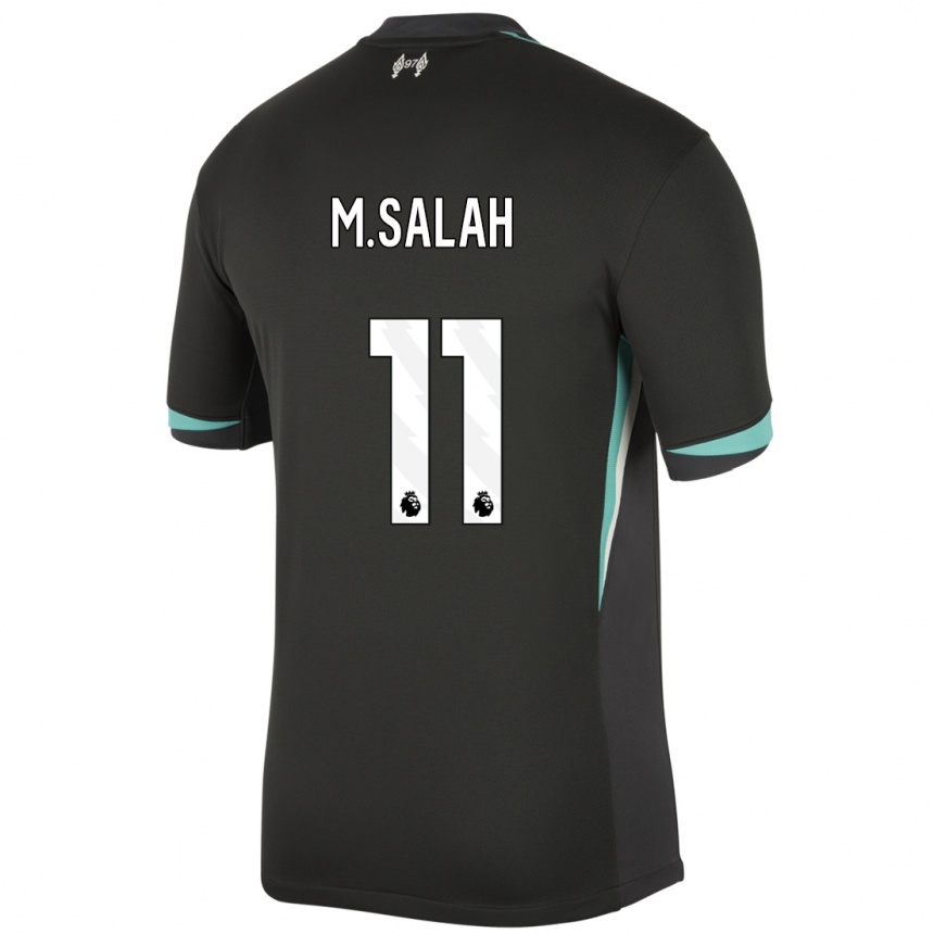 Kids Football Mohamed Salah #11 Black Anthracite White Away Jersey 2024/25 T-Shirt