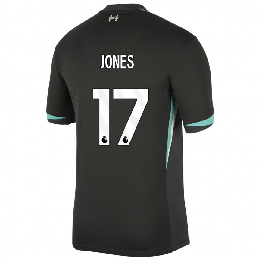 Kids Football Curtis Jones #17 Black Anthracite White Away Jersey 2024/25 T-Shirt