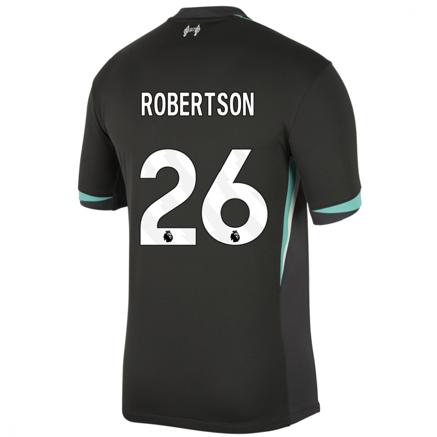 Kids Football Andrew Robertson #26 Black Anthracite White Away Jersey 2024/25 T-Shirt