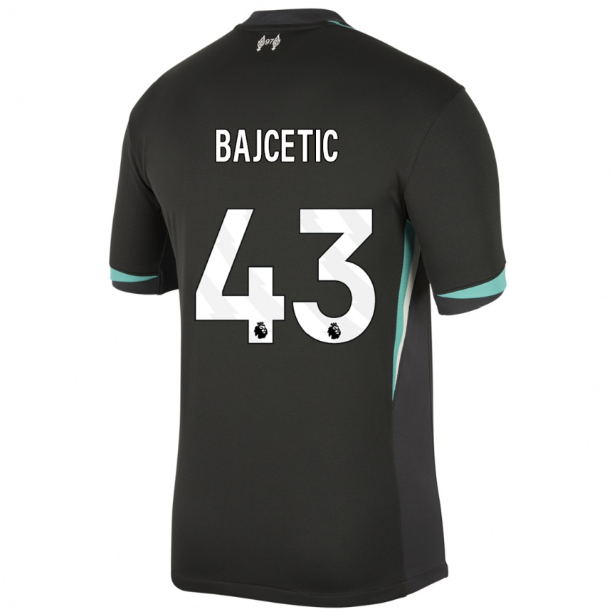 Kids Football Stefan Bajcetic #43 Black Anthracite White Away Jersey 2024/25 T-Shirt