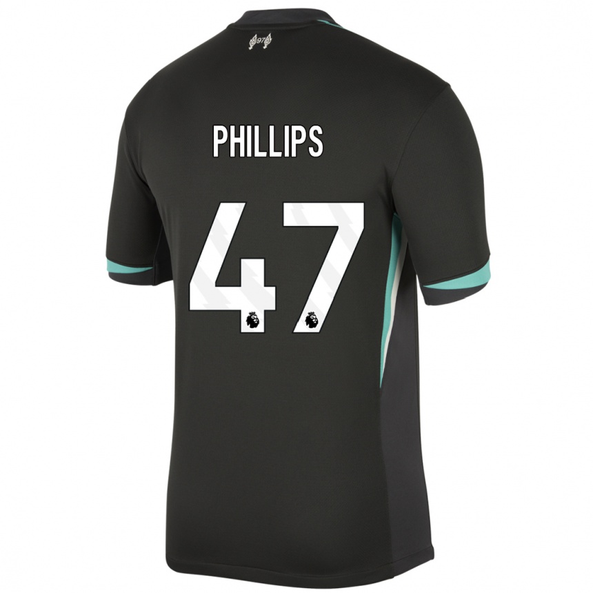 Kids Football Nathaniel Phillips #47 Black Anthracite White Away Jersey 2024/25 T-Shirt