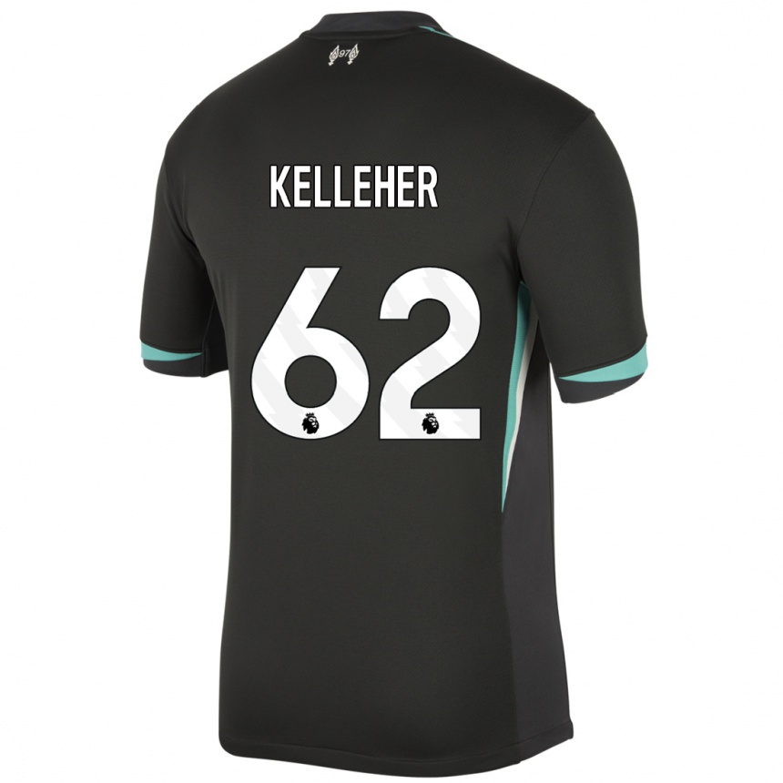 Kids Football Caoimhin Kelleher #62 Black Anthracite White Away Jersey 2024/25 T-Shirt