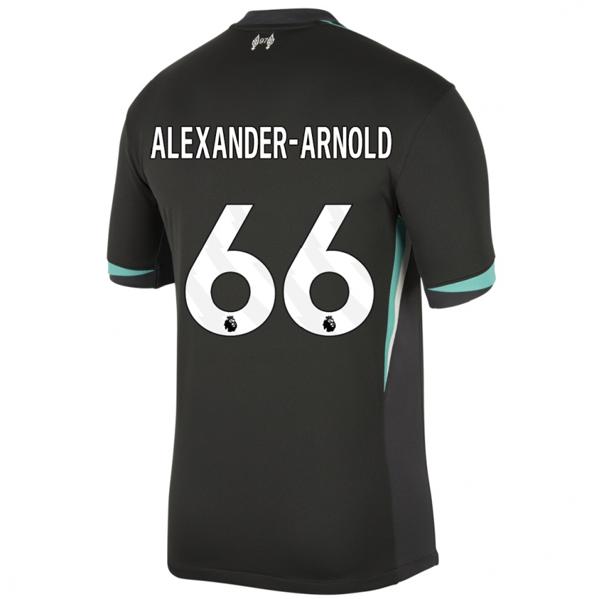 Kids Football Trent Alexander-Arnold #66 Black Anthracite White Away Jersey 2024/25 T-Shirt