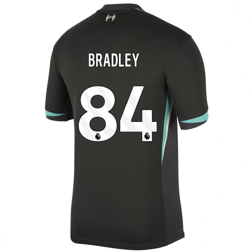 Kids Football Conor Bradley #84 Black Anthracite White Away Jersey 2024/25 T-Shirt