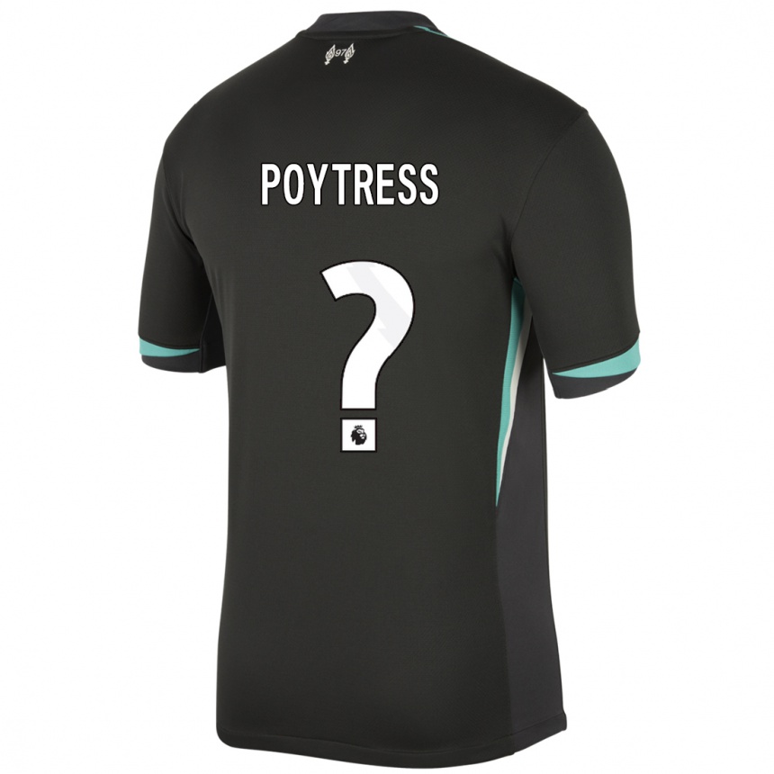 Kids Football Jacob Poytress #0 Black Anthracite White Away Jersey 2024/25 T-Shirt