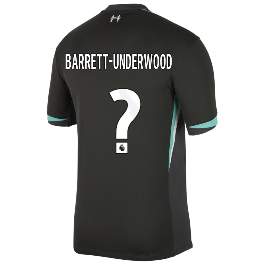 Kids Football Keehan Barrett-Underwood #0 Black Anthracite White Away Jersey 2024/25 T-Shirt