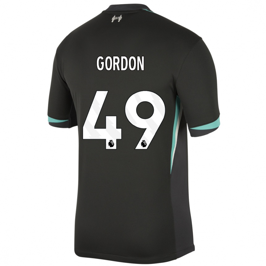 Kids Football Kaide Gordon #49 Black Anthracite White Away Jersey 2024/25 T-Shirt