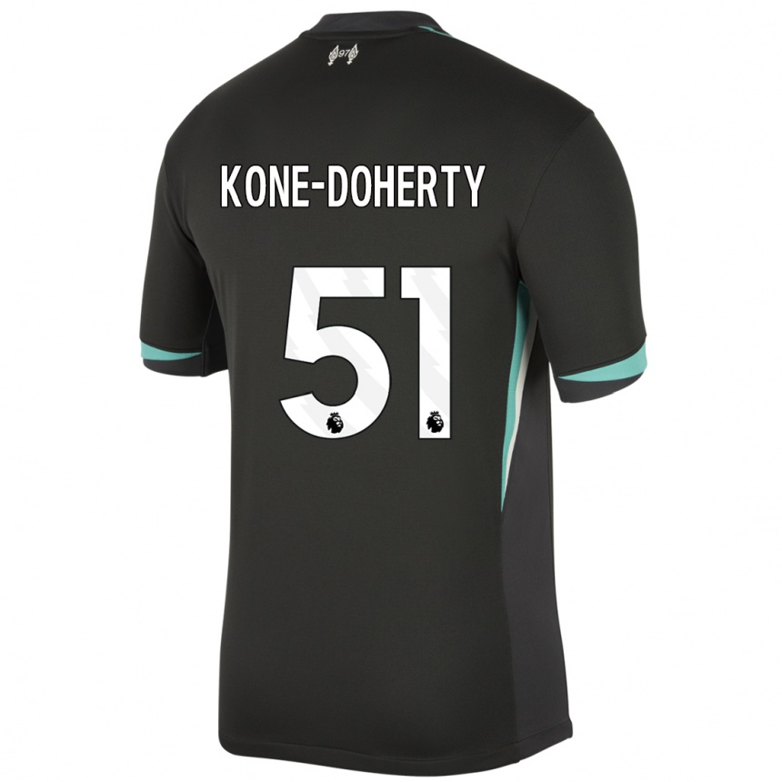 Kids Football Trent Kone-Doherty #51 Black Anthracite White Away Jersey 2024/25 T-Shirt