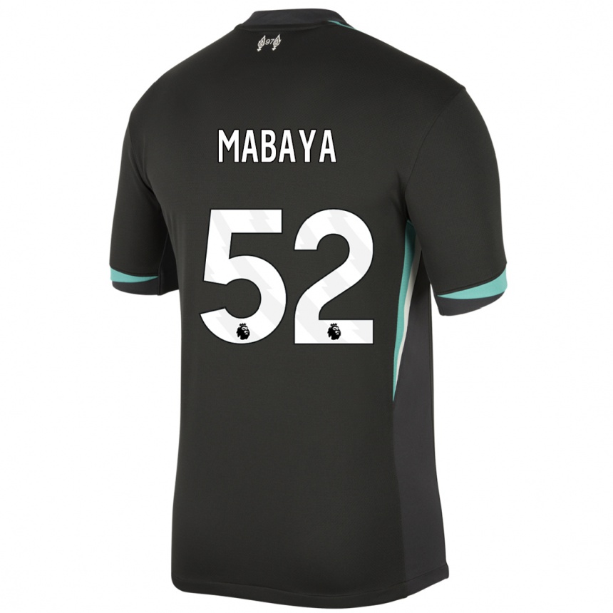 Kids Football Isaac Mabaya #52 Black Anthracite White Away Jersey 2024/25 T-Shirt