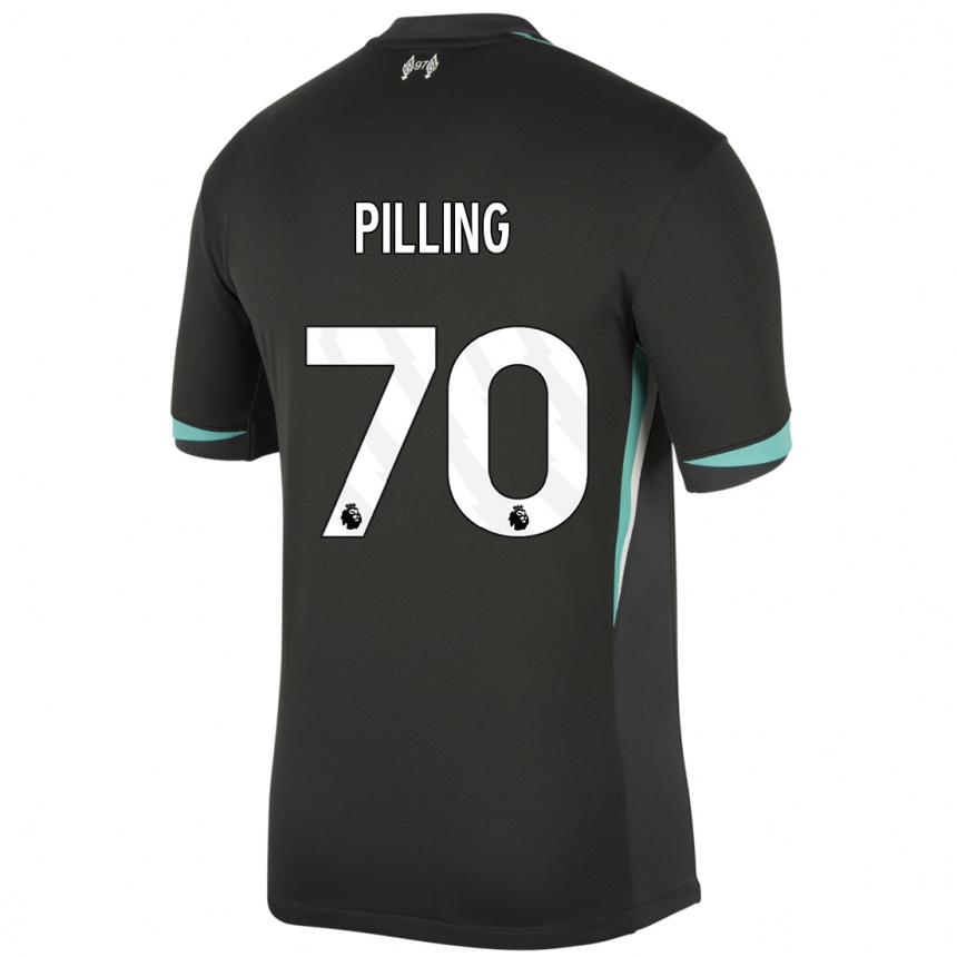 Kids Football Tommy Pilling #70 Black Anthracite White Away Jersey 2024/25 T-Shirt