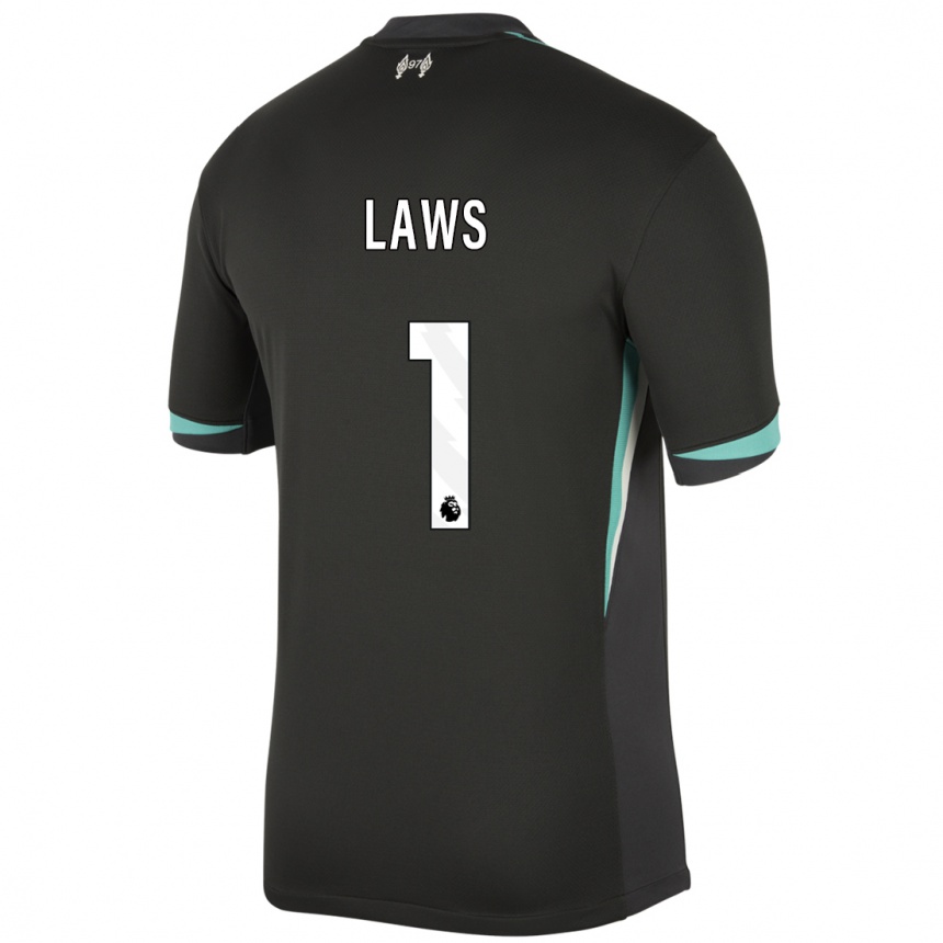 Kids Football Rachael Laws #1 Black Anthracite White Away Jersey 2024/25 T-Shirt