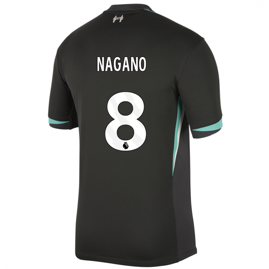 Kids Football Fūka Nagano #8 Black Anthracite White Away Jersey 2024/25 T-Shirt