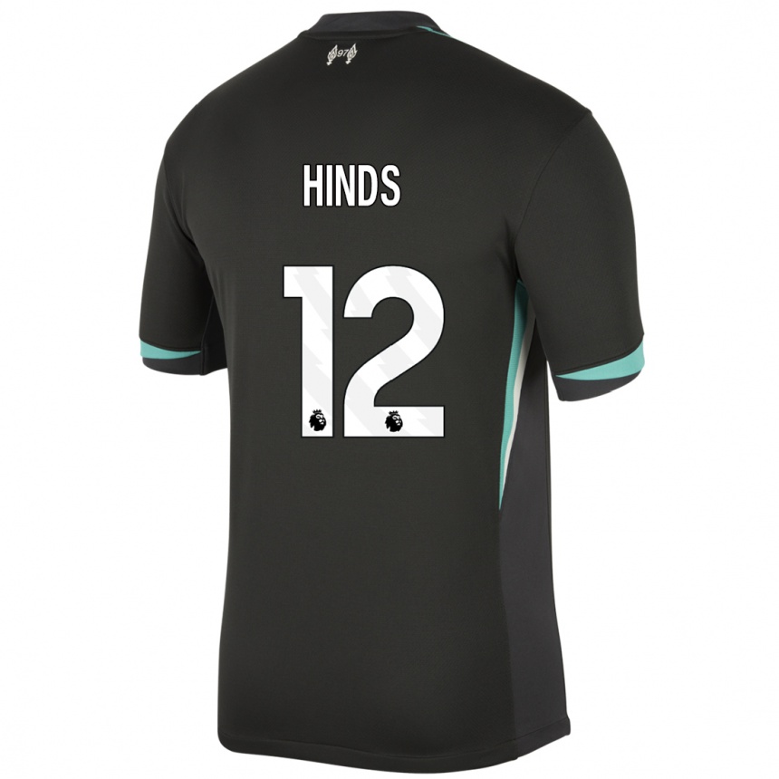 Kids Football Taylor Hinds #12 Black Anthracite White Away Jersey 2024/25 T-Shirt