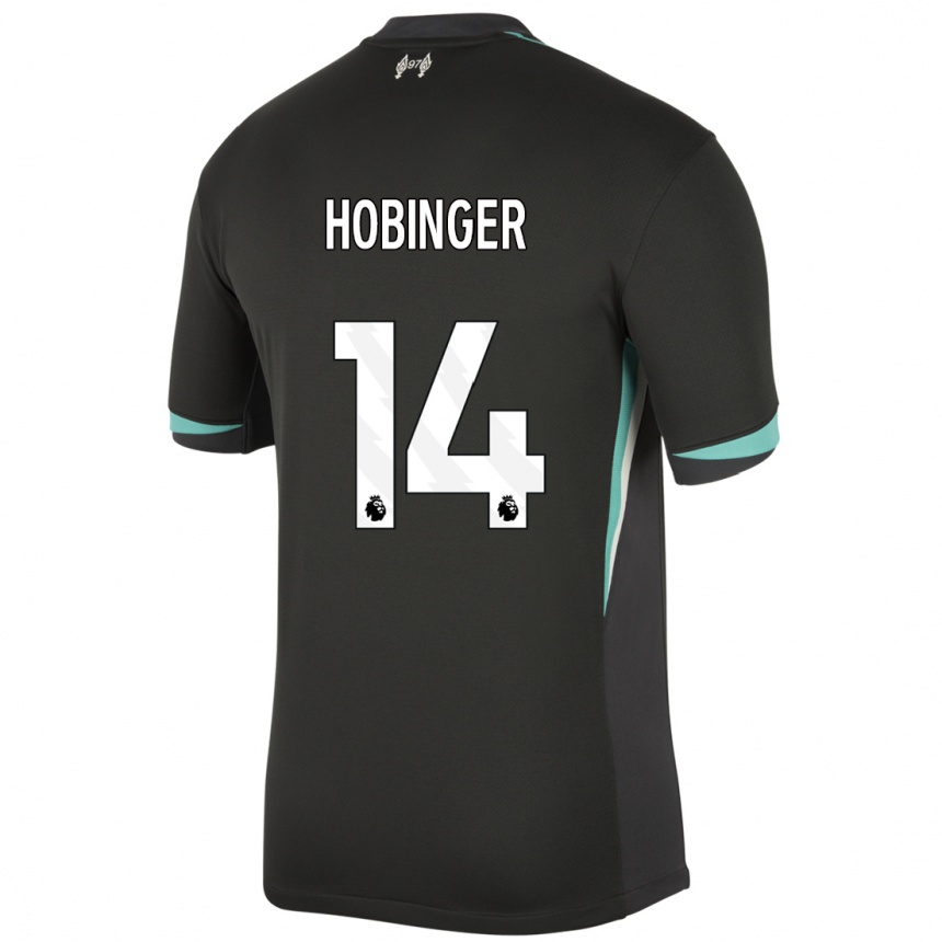 Kids Football Marie Höbinger #14 Black Anthracite White Away Jersey 2024/25 T-Shirt