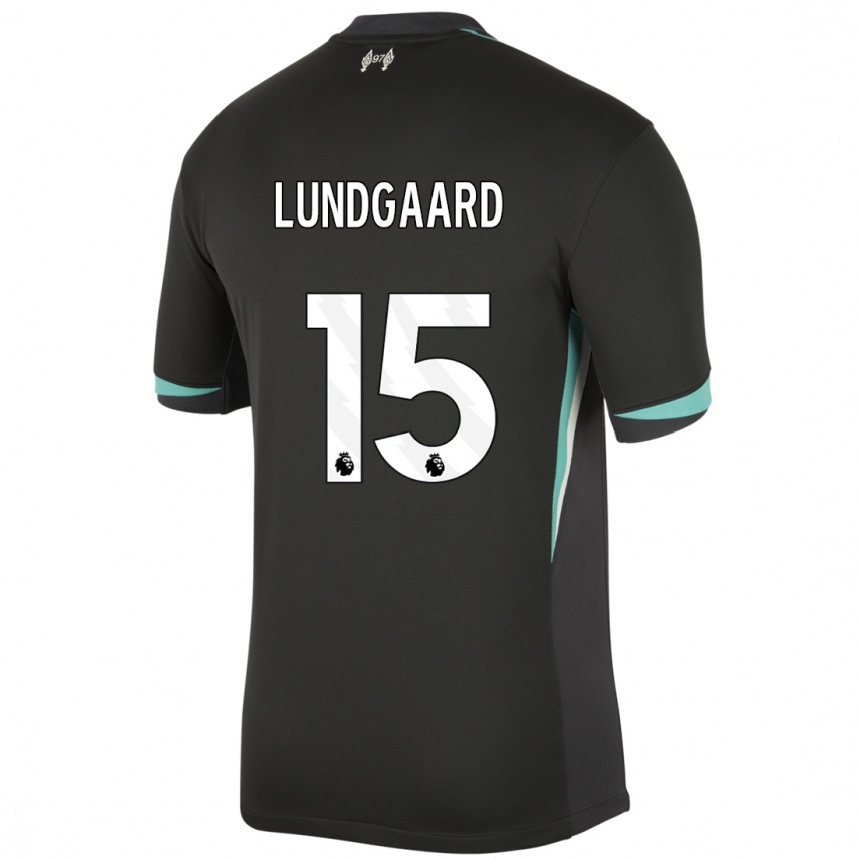 Kids Football Sofie Lundgaard #15 Black Anthracite White Away Jersey 2024/25 T-Shirt