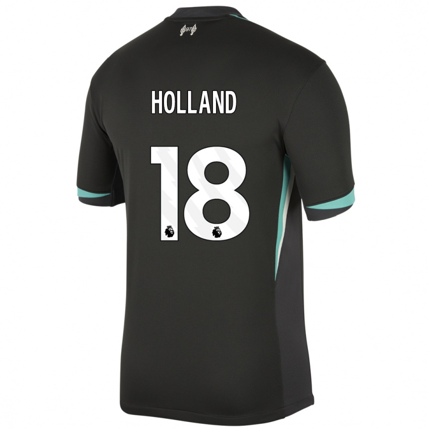 Kids Football Ceri Holland #18 Black Anthracite White Away Jersey 2024/25 T-Shirt