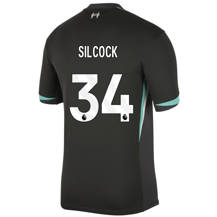 Kids Football Hannah Silcock #34 Black Anthracite White Away Jersey 2024/25 T-Shirt