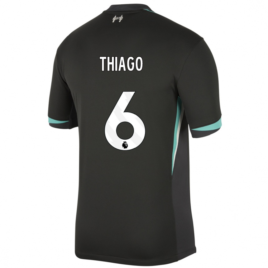 Kids Football Thiago #6 Black Anthracite White Away Jersey 2024/25 T-Shirt