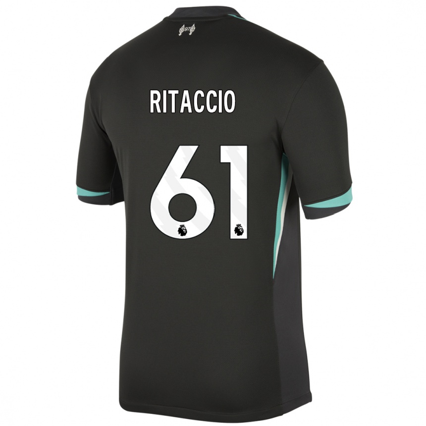 Kids Football Matteo Ritaccio #61 Black Anthracite White Away Jersey 2024/25 T-Shirt