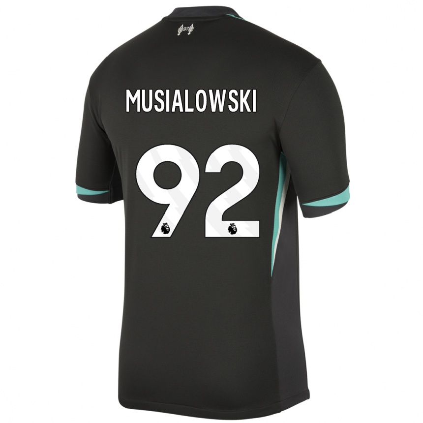 Kids Football Mateusz Musialowski #92 Black Anthracite White Away Jersey 2024/25 T-Shirt