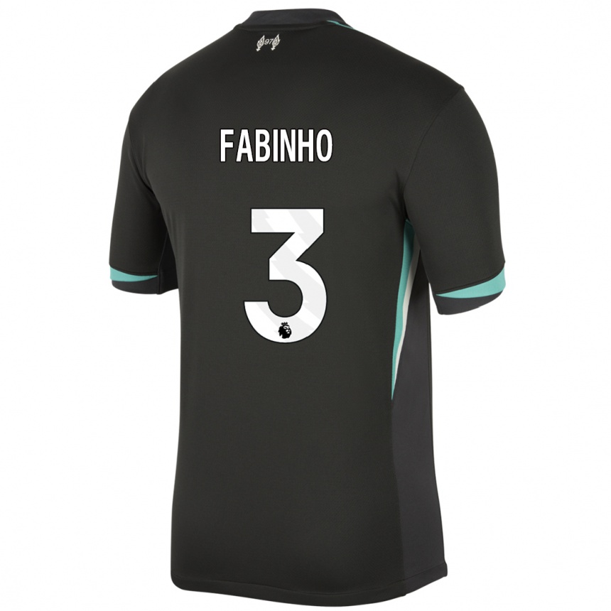 Kids Football Fabinho #3 Black Anthracite White Away Jersey 2024/25 T-Shirt