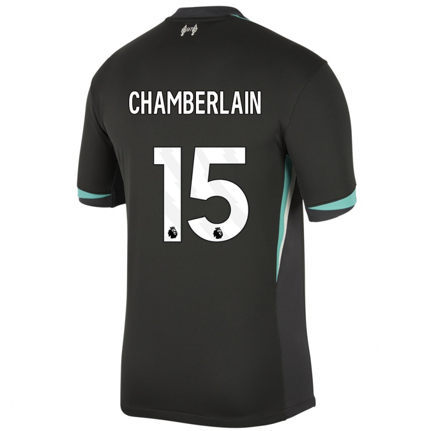 Kids Football Alex Oxlade Chamberlain #15 Black Anthracite White Away Jersey 2024/25 T-Shirt