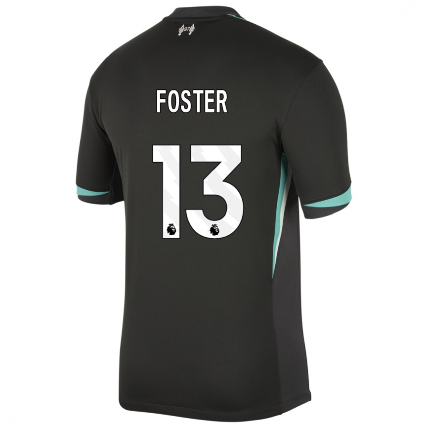 Kids Football Rylee Foster #13 Black Anthracite White Away Jersey 2024/25 T-Shirt