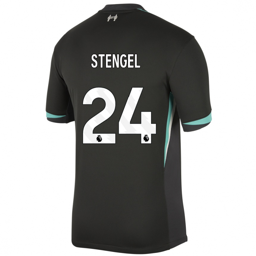 Kids Football Katie Stengel #24 Black Anthracite White Away Jersey 2024/25 T-Shirt