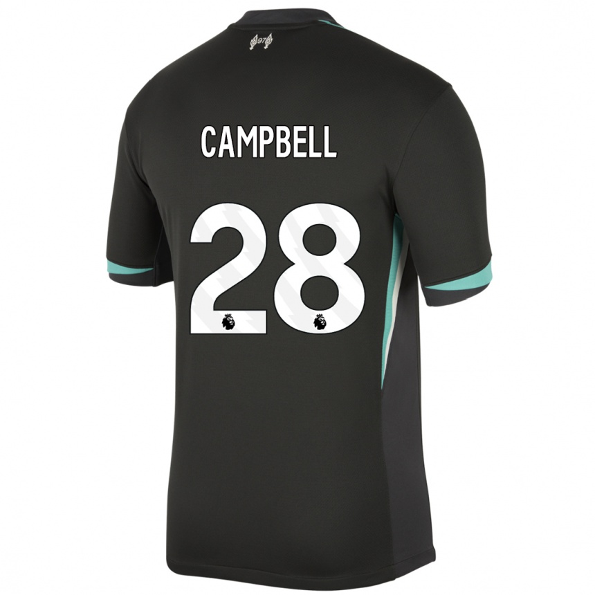 Kids Football Megan Campbell #28 Black Anthracite White Away Jersey 2024/25 T-Shirt