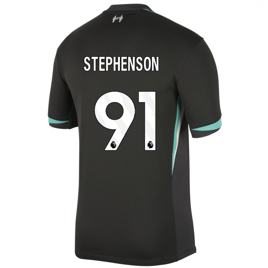 Kids Football Luca Stephenson #91 Black Anthracite White Away Jersey 2024/25 T-Shirt