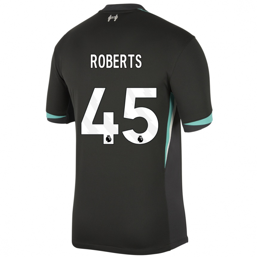 Kids Football Iwan Roberts #45 Black Anthracite White Away Jersey 2024/25 T-Shirt