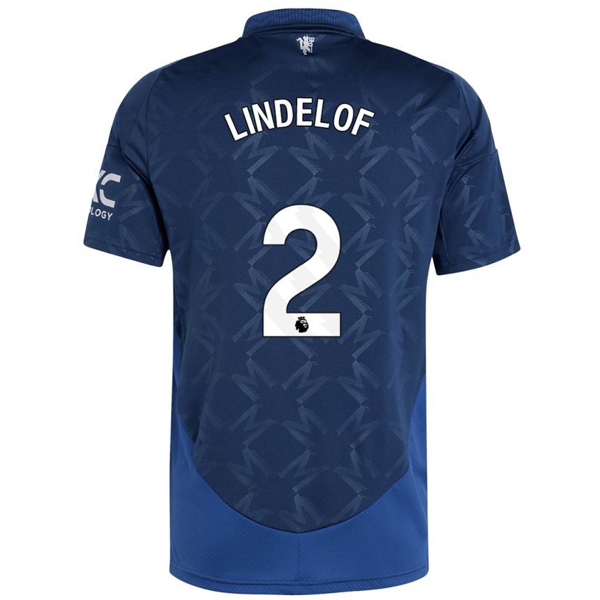 Kids Football Victor Lindelof #2 Indigo Away Jersey 2024/25 T-Shirt