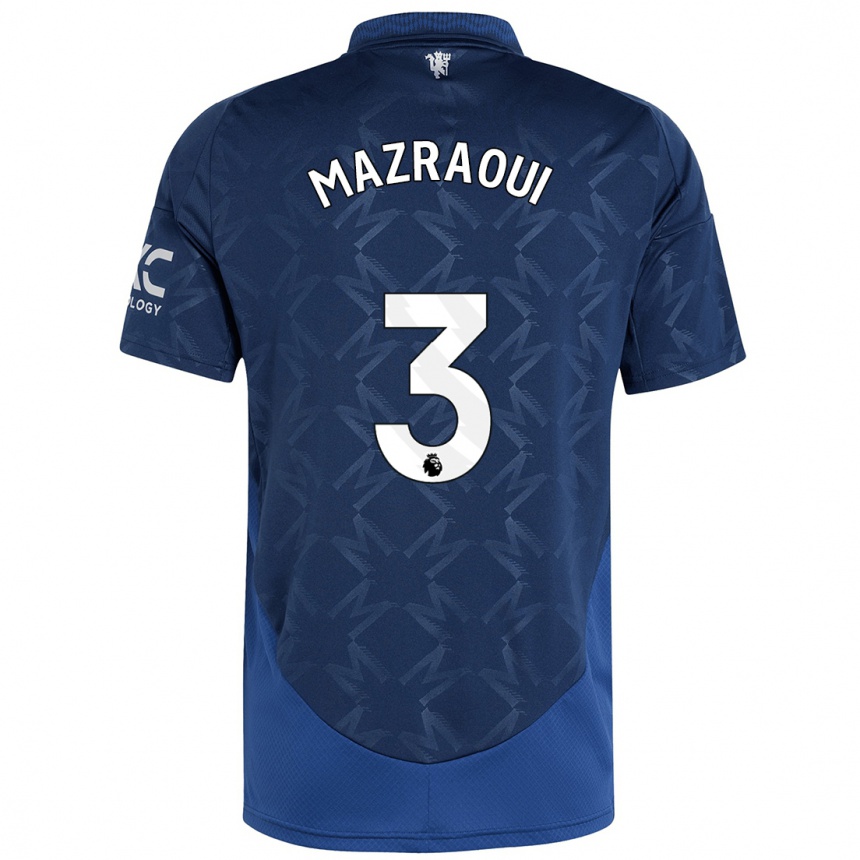 Kids Football Noussair Mazraoui #3 Indigo Away Jersey 2024/25 T-Shirt