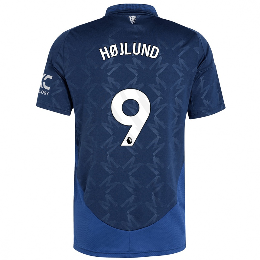 Kids Football Rasmus Højlund #9 Indigo Away Jersey 2024/25 T-Shirt